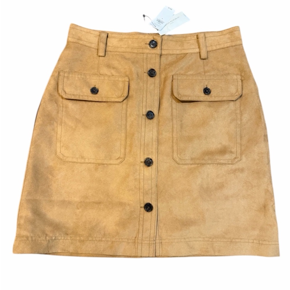 Banana Republic Vegan Suede Mini Skirt Camel Brown NWT Size 2
